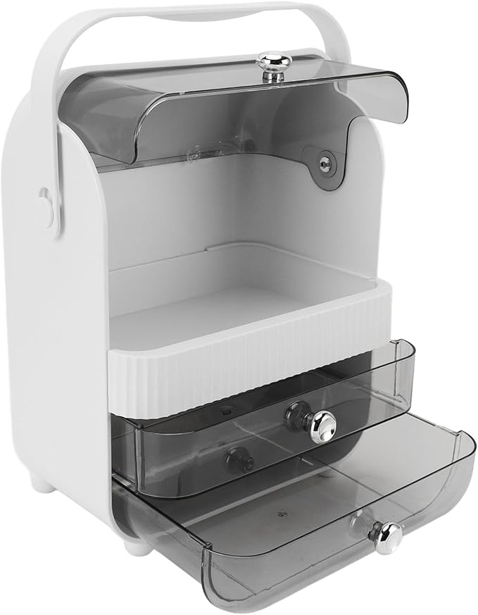 Makeup Organizer with PET Material and 2 Drawers for Bathroom Countertop (Large)