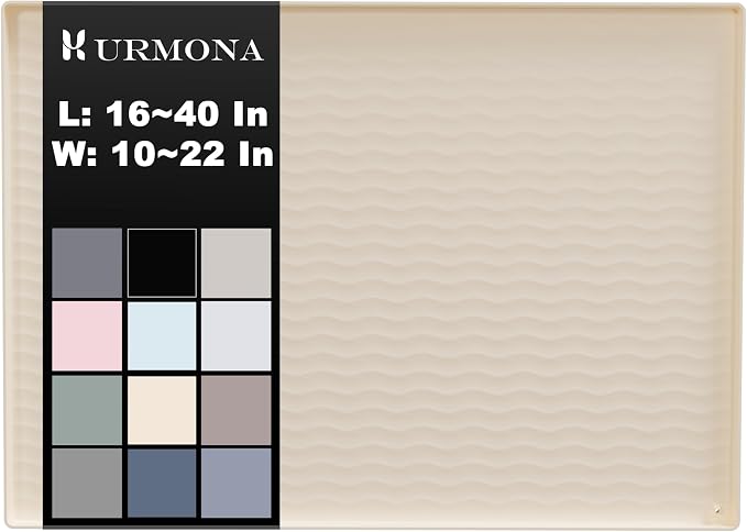 URMONA 19 x 19 in Waterproof Silicone Under Sink Mat, Cabinet Protector | Light Cream , Under Kitchen Sink Mat, Kitchen Cabinet Liner, Bathroom Sink Protector, Pet Food Mat and Cat Litter Mat