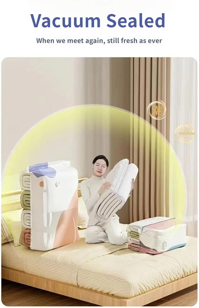 3D Vacuum Compression Storage Bags, Zipper Seal Space Saving Organizer for Clothes, Bedding, Closet & Moving