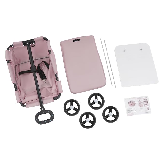Dog Stroller, Foldable Multifunctional Pet Carts Portable Mini Dog Strollers with 4 Wheels & 360° Rotatable Handle for Small Cats Dogs Puppy Up to 16.53 LBS (Pink)