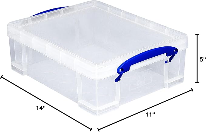 Really Useful Box 2 Pack Storage Bins, Clear Plastic Stackable Organizing Totes, 8.1 Liter
