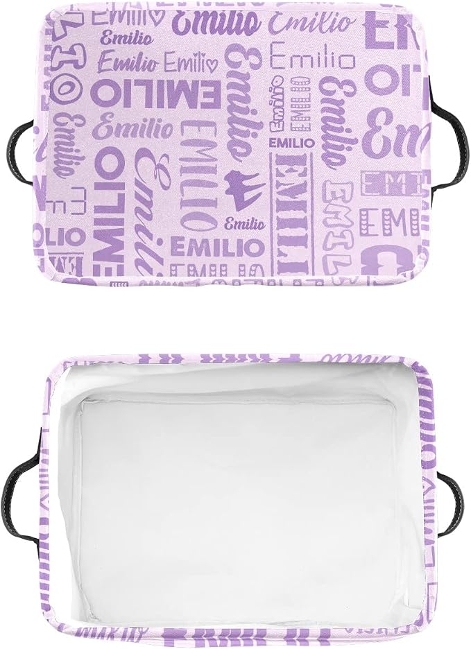 Personalized Toy Box Storage Bins for Boys Girls with Name, Kids Custom Storage Basket Cubes Organizer with Handles, Shelf Closet Storage Baskets Bin Customized Gift, 1 Pack