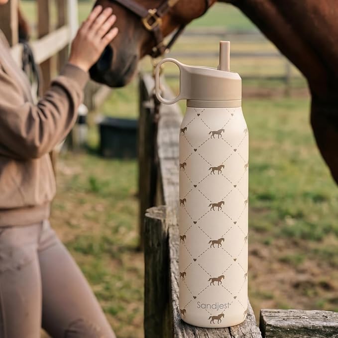 Horse Stainless Steel Water Bottle with Twist Lid 20oz, Travel Insulated Water Bottles for Sports & Gym, Gift for Women Girls Friends Birthday Christmas