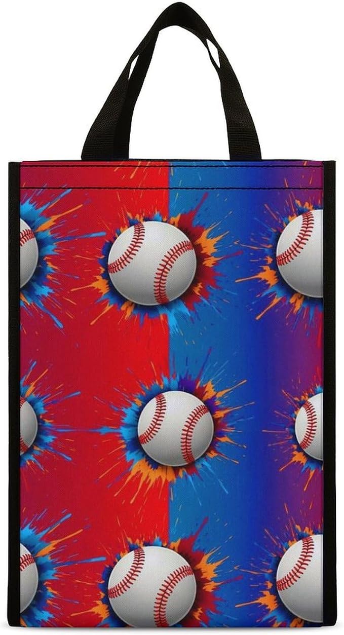 Portable Insulated Lunch Bag Thermal Lunch Organizer Reusable Cooler Tote Bags Compatible with Paint Splash Ink Baseball Lunchbox for Travel Office
