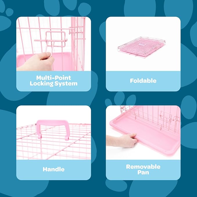 Carlson Pink Secure and Compact Single Door Metal Dog Crate, Small