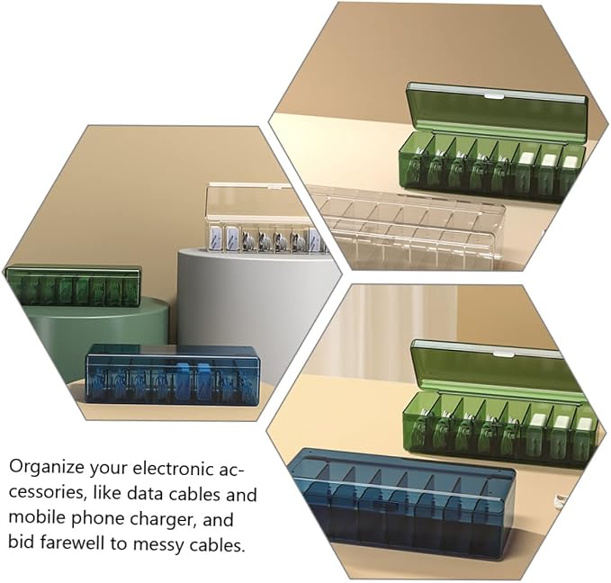 TEHAUX 2pcs Cord Organizer Box Data Cable Storage Wire Storage Bins Phone Charger Organizer Pet Material