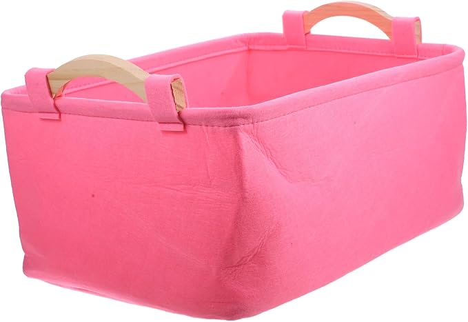 PRETYZOOM Pet Storage Organizer Basket Cute Cartoon Design Versatile Storage Case for Toys Clothes Sundries Felt Material Capacity Portable Carry Handle Stylish Home Decor