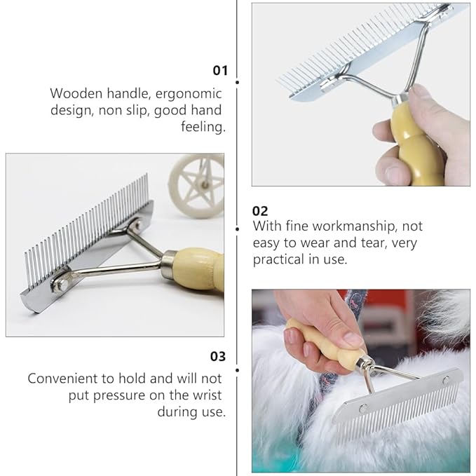 Balacoo 3 Pcs Undercoat Rake for Dogs - Pet Horse Hair Comb, Horse Brush Steel Comb for Hair, Pet Grooming Brush Set, Long Haired Grooming Tool Set for Large Dog Cat