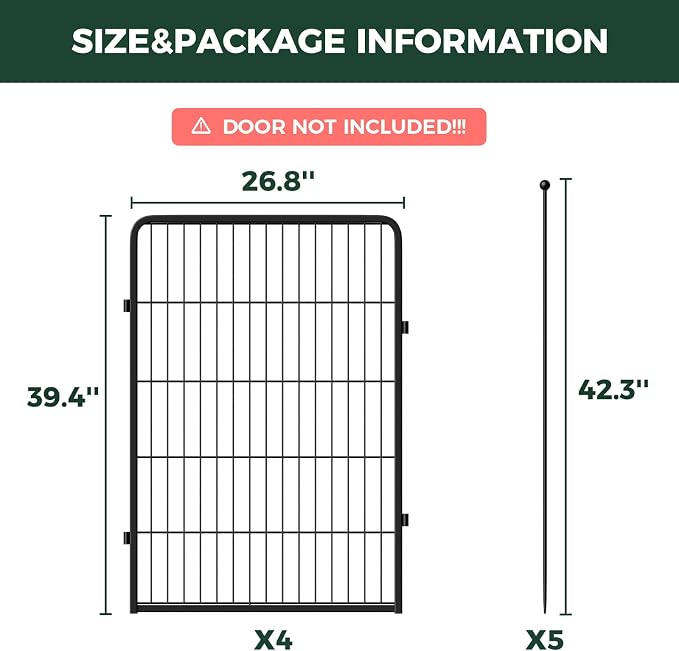 FXW Rollick Dog Playpen, Indoor, Yard & RV Camping, 40" H, 4 Panels | Easy setup, Heavy-duty, DIY layouts, for Medium & Large Dogs, Patented