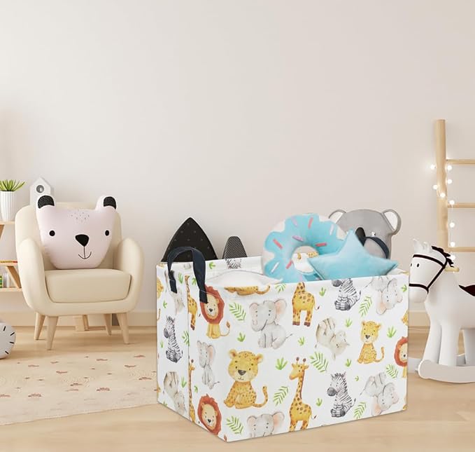 Rectangular Animal Basket Baby Kids Storage Basket for Boys Animal Room Decor Cute Storage Organizer Bins Bedroom(4 Animals Pattern)