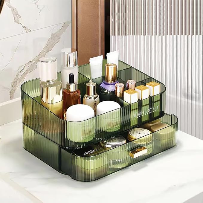 Stackable Makeup Storage Drawers, Bathroom Counter Organizer. | Drawers Can be Stacked, Cosmetic Display Case, Ideal for Make Up, Skincare, Perfume; Suitable for Dresser Top, Vanity