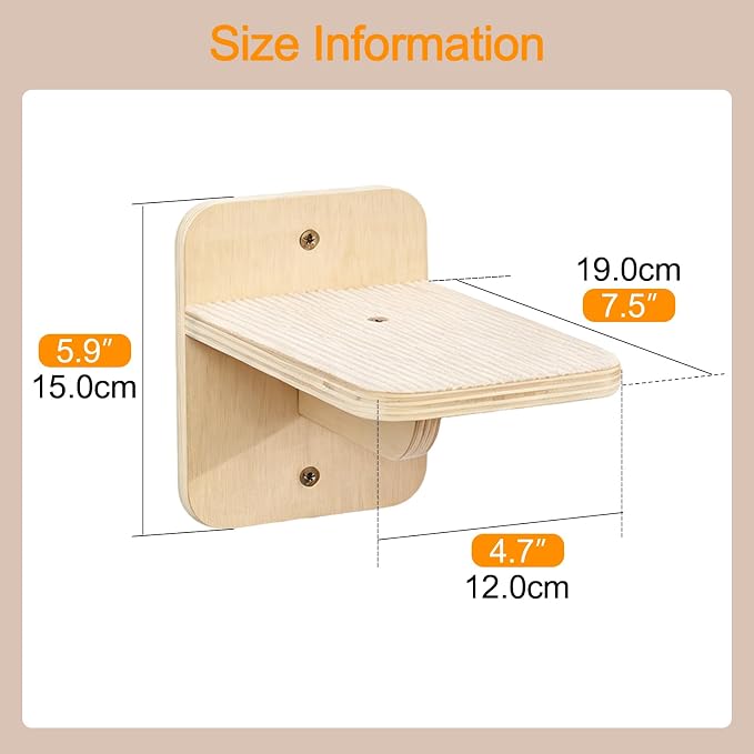 3-in-1 Wall-Mounted Cat Furniture, Solid Wood Cat Tree, Wall-Mounted Perch for Indoor Cats to Play, Rest, and Climb