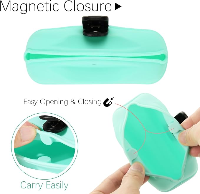 Cosmos 2 Pcs Pet Treat Bag Dog Training Pouch Silicone Portable Pet Training Container Dog Treat Holder with Buckle Closure and Waist Clip Dog Treat Pouches for Pet Training (Pink & Cyan)