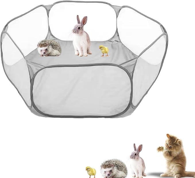 Small Animals Playpen, Portable Pop-up Open Interactive Pet Tent, Indoor Outdoor Fence for Rabbits, Guinea Pig, Hamster, Chinchillas, Kittens, Puppies