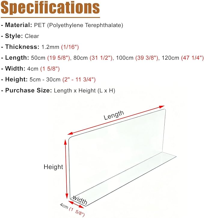 Invisible Under Cabinet Gap Blocker, Plastic Gap Stopper Divider for Drawer | Clear Open Stair Crevice Filler Bumper, Universal Adhesive Guard Baffle Board for Cats / Dogs / Pets