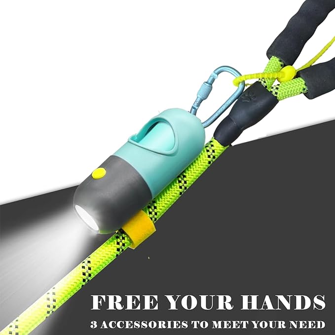 YUCHIYA Dog Poop Bag Holder Dispenser with LED Flashlight(Crystal Blue) | 100ft Ultra-Bright LED|Glow-in-the-Dark Avacado Clip|Metal Carabiner&Silicone Tether|15 Leak-Proof Scented Waste Bags