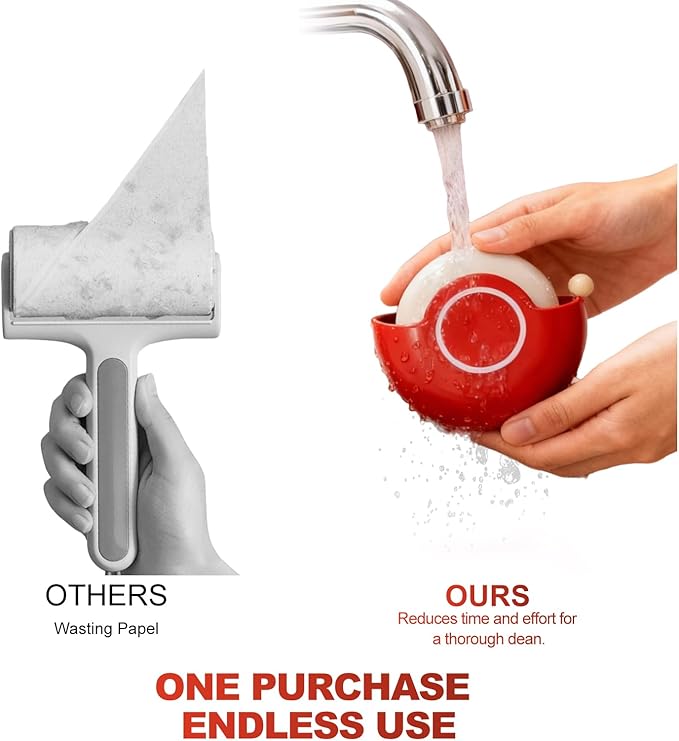 Washable Reusable Gel Lint Roller for Pet Hair，Portable Mini Dog Cat Pet Hair Remover for Clothes，Laundries ，Dust Fuzz Fur -Sticky Cleaner- Small Travel Animal Fur Removal Tool (red)
