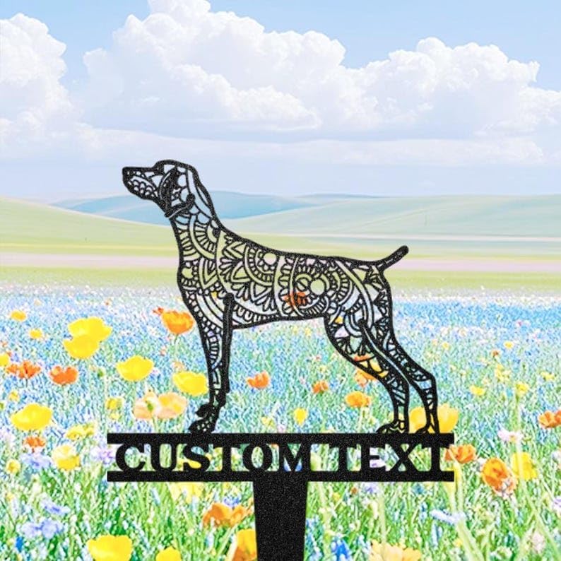 Custom Weimaraners Dog Stake Metal, Metal Yard Art, Dog Garden Sign | Pet Memorial Gifts for Dogs, Grave Marker, Grave Decorations for Cemetery, Dog Dad Gifts, Back Yard, Garden Decor