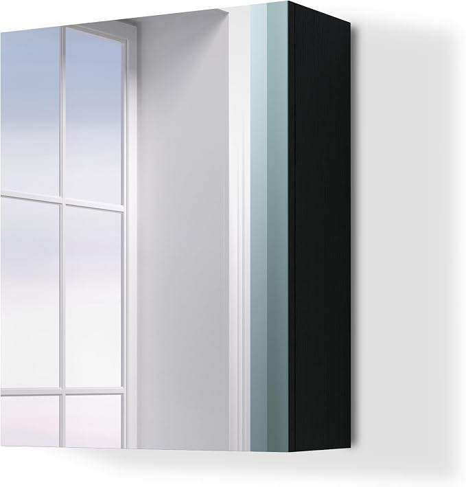 18x14 inch Bathroom Wall Cabinet, Saver Storage Cabinet, Medicine Cabinet with 1 Door and Adjustable Shelves, Black（Assembly Required）