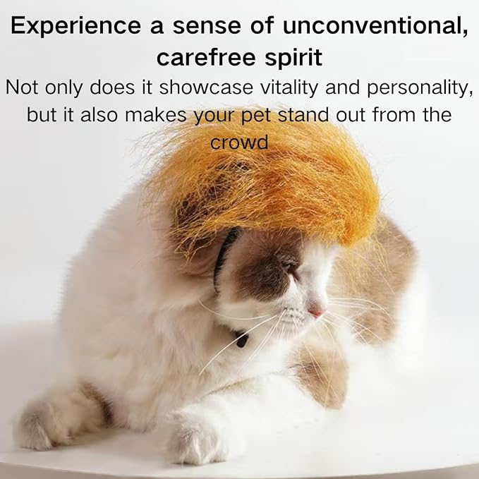 Funny Yellow Pet Wig Headband, Adjustable Elastic Long Pile Costume Accessory, Party Photo Prop for Cat Dog Rabbit (S)