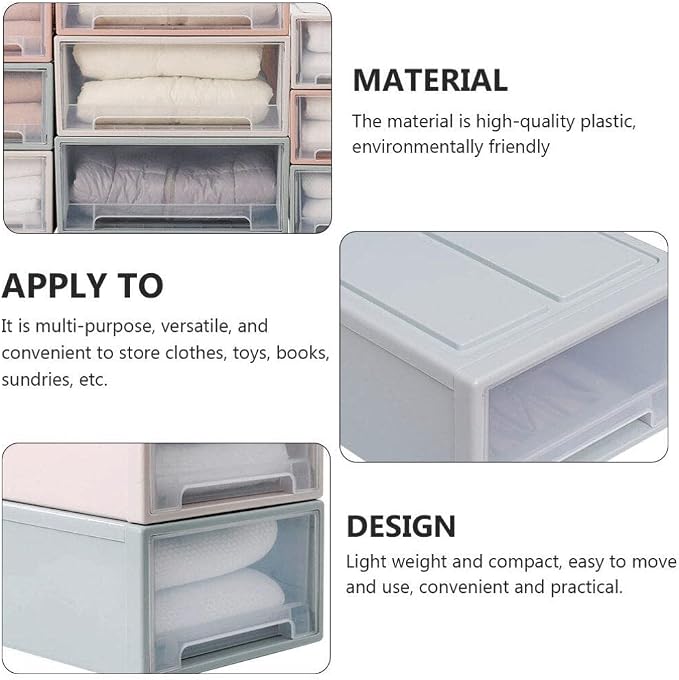 Zerodeko 1pc Thicken Storage Organizer Box Stackable Household Container for Clothes Toys Books and Sundries Lightweight Versatile Drawer Style