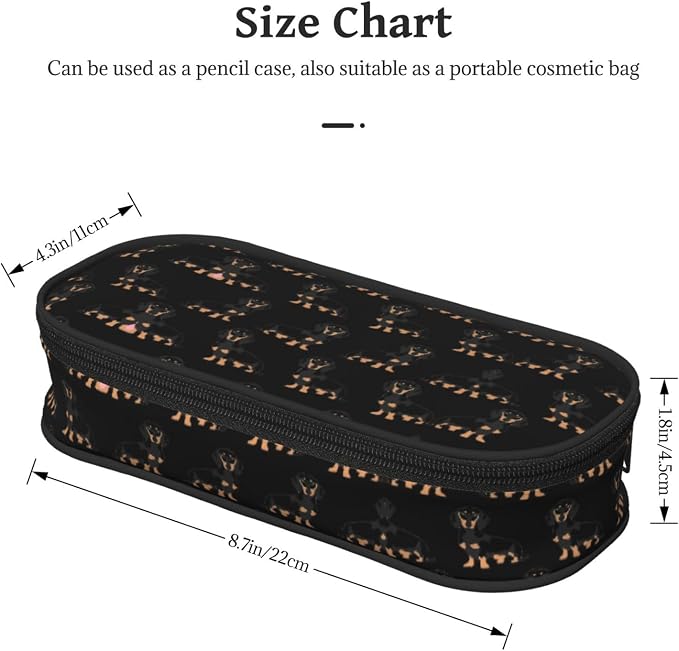 Dachshund Weiner Pet Dogs Cute Aesthetic Big Capacity Zipper Pencil Cases Pen,Portable Office Desk Organizer For Adults