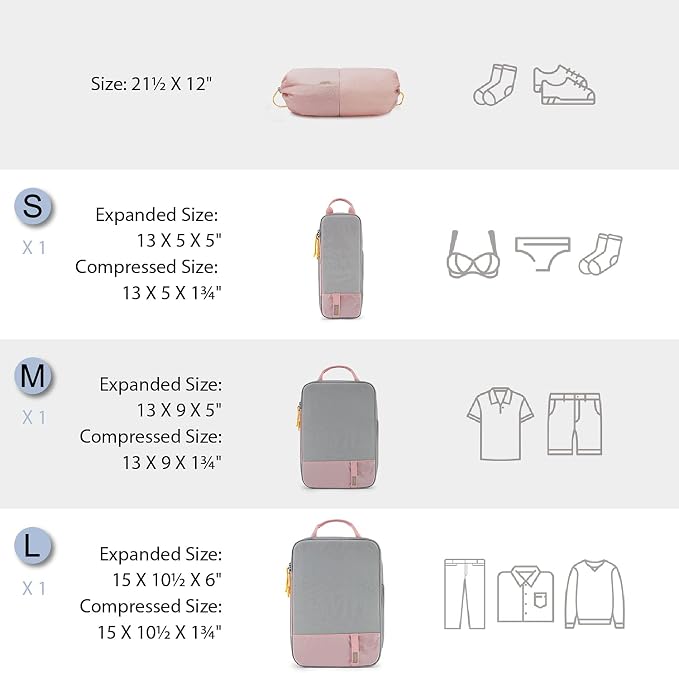 BAGSMART Compression Packing Cubes for Travel Essentials | 14 Set /6 Set /4 Set/2 Set, Lightweight, Durable