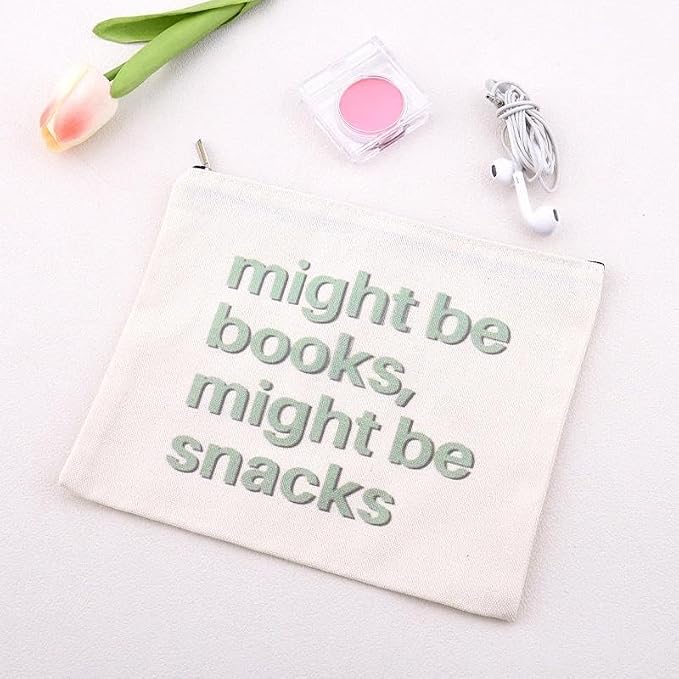 Book Lovers Gift Bag for Women Bookish Canvas Makeup Bag Reading Zipper Pouch Author Writer Reader Accessories Bookworm Book Club Birthday Gift Student Graduation Gifts from Teachers Librarian Pouch
