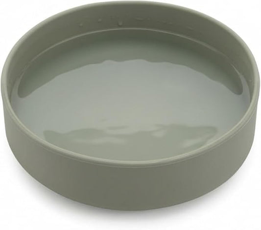 Should We Go? Dog Water Bowl - The Perfect Dish No-Spill, Less Mess Non-Tippable Water & Food Bowl, Pure Silicone with Suction Cup, Fits 8 Cups 9.5" Across x 2.5" Tall, Ideal for All Pets, Large-Sage