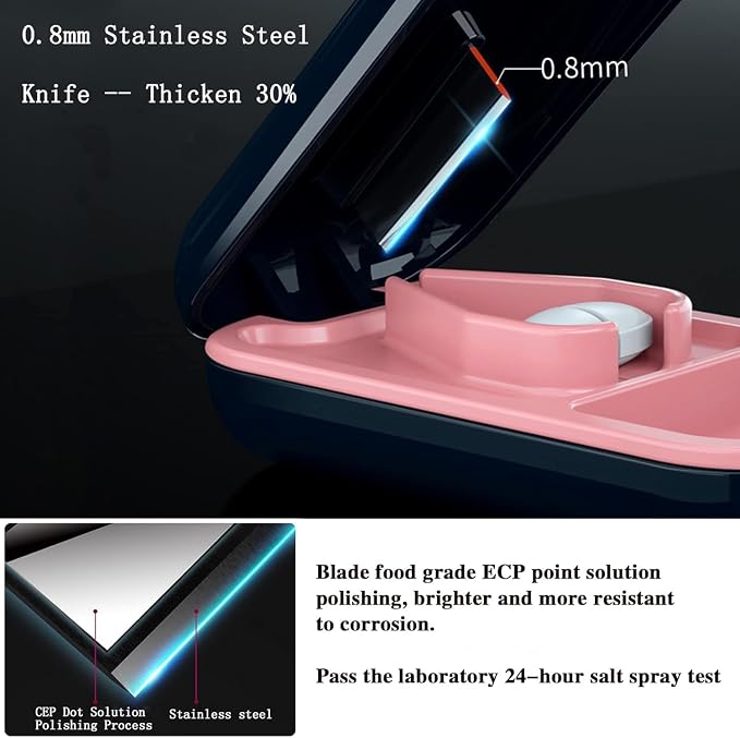 DUBSTAR Pill Cutter Splitter for Small and Tiny Large Pills Portable Black | Pill Cutters with Removable Silicone Pad, Tablet Splitters Cuts Vitamins Tablets for Purse Pocket