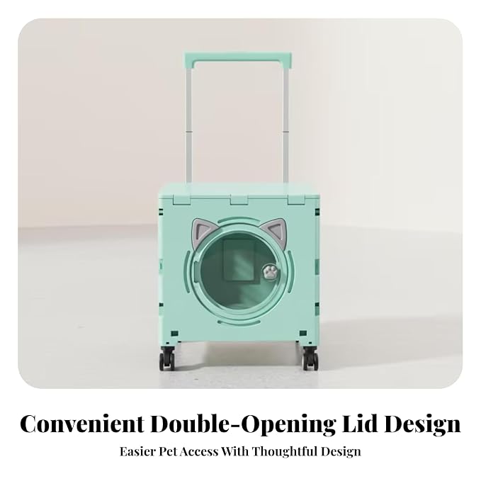 Outdoor Travel Cart Foldable Pet Trolley Carrier Crate with Telescopic Pull Handle Casters and Box Body Design with Ventilated Panels and Viewing, Array, Advanced Gray