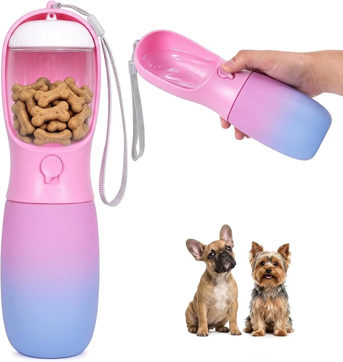 Dog Water Bottle Puppy Essentials, Portable Filtered Dispenser with Travel Dog Food Storage Container, Pet Supplies Gifts Stocking Stuffer Treat Pouches for Pet Training Outdoor Walking Hiking Camping