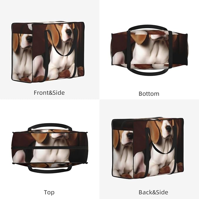 Heavy Duty Storage Tote Zipper Waterproof Large Moving Bag For Space Saving | Lovely Pet Dog Beagle Reusable Storage Bags Durable Moving Boxes For Clothes, Bedding, Laundry & Home Organization