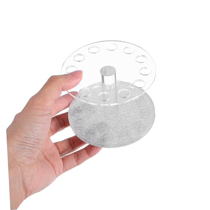 Nail Brush Holder Stand for Uv Gel Pen PET Desk Organizer | Carving Pattern Work Desk Use, Prevents Mess and Disorganization, PET, Easy Setup