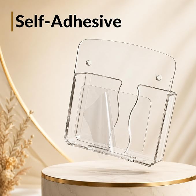 2 Pack Adhesive Phone Holder Wall Mount with Charging Hole Clear Universal Phone Holder for Wall, Adhesive Backing with Screws for Installation, for Bedroom Bathroom Kitchen and Office