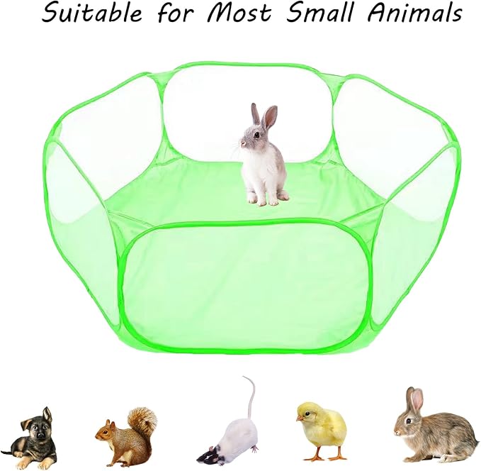 Small Animals Playpen, Portable Pop-up Open Interactive Pet Tent, Indoor Outdoor Fence for Rabbits, Guinea Pig, Hamster, Chinchillas, Kittens, Puppies