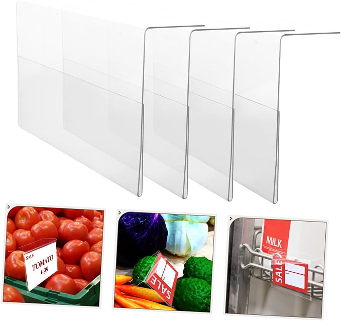 4pcs Supermarket Price Label Holder Display Stand Wire Shelf Label Holder Merchandise Sign Stable Sign Stand