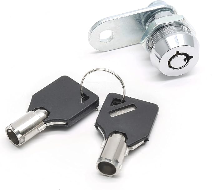 Tubular Cam Lock 5/8 Inch Straight Cam Chrome Cabinet Latch | High Security Keyway, Zinc Alloy, 3/4 Inch Thread, 2 Alike Keys Included, for RV Doors, Cabinets, Drawers, Tool Boxes