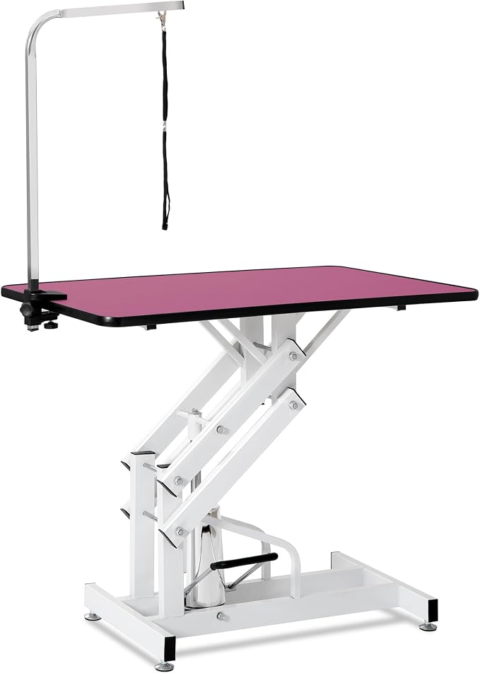 Hydraulic Pet Grooming Table, 42'' Durable Foldable Dog Grooming Table Suitable for Small Medium Large Dogs, Heavy-Duty Pet Grooming Table Drying Table with Adjustable Arms