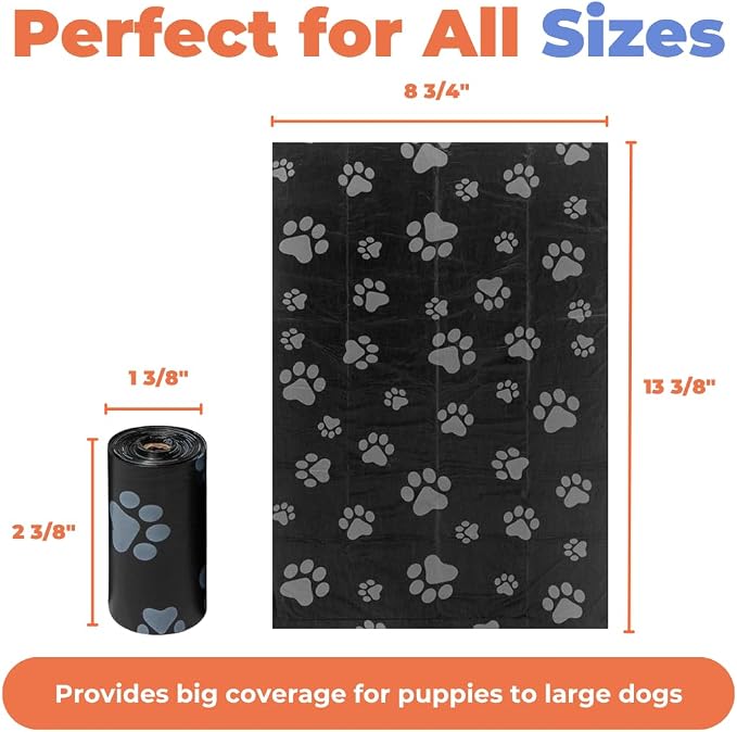 Best Pet Supplies Poop Bags for Dogs - Black, 150 Count | Scented, Leak-proof, Easy-Tear perforations, 15 Thick Bags per roll, Outdoor Walking & Travel, Fits Standard Holders