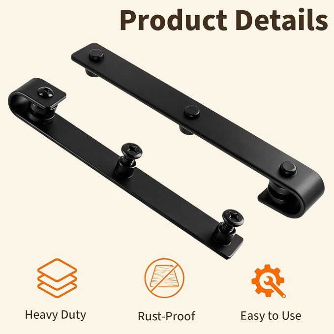 Sliding Barn Door Handles, Heavy Duty Mini J Shape Hanger, 4Pcs | High-Strength Carbon Steel, Black Powder Coated Surface, for Cabinets, TV Stand, Pet Houses, Closets