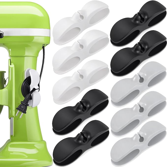 SisBroo Cord Organizer for Appliances, 10PCS Kitchen Appliance Cord Winder Cable Organizer, Cord Holder Cord Wrapper for Appliances Stick on Pressure Cooker, Mixer, Blender, Coffee Maker, Air Fryer