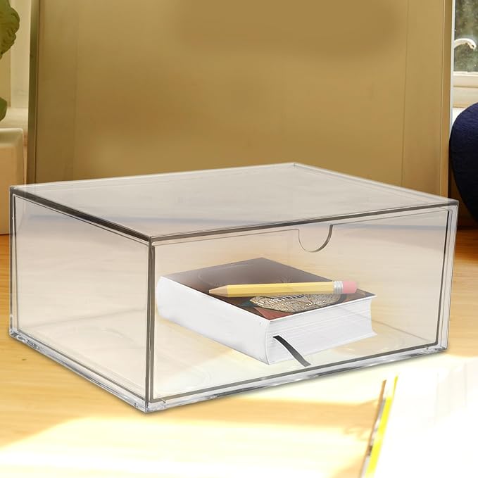 Homoyoyo Plastic Desk Organizer Drawer with Simple Appearance, Pet Material Desktop Storage Box for Office and Living Room, Keeps Items Tidy and Organized