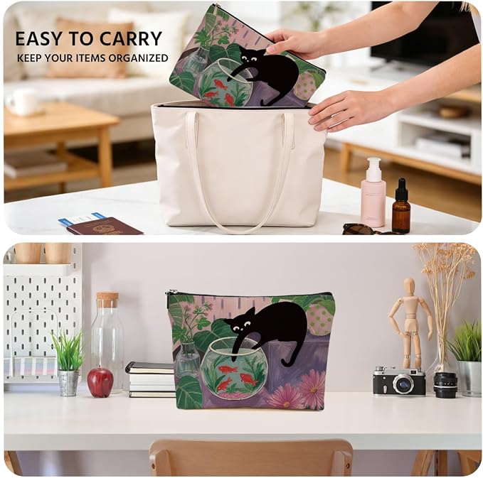 Funny Cat Makeup Bag, Cute Cats Gifts Cosmetic Bag Travel Toiletry Bags | Travel Toiletry Bags Toiletry Organizer Pouch, Christmas Birthday Gifts for Women Mom Girls Daughters Friends Cats Lover
