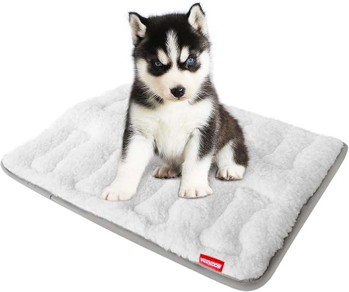 Dog Crate Mat(24" X 18"), Small Dog Bed Pad for Crate | Soft Plush Bed Pad Machine Washable, Sleeping Mat with Anti Slip Bottom