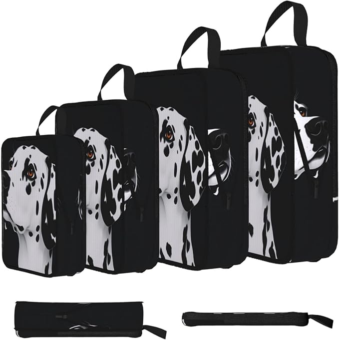 Black Spots And An Attentive Look Compression Packing Cubes Set Of 4, Lightweight Expandable Travel Organizer Bags With Double Zipper For Vacation Business