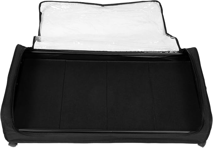 Beavorty Bed Storage Organizer with Wheels and Lid, Metal Clothes Drawer Rolling Cart with Fabric Bottom Panel, Large Capacity Storage Bin for Clothes, Shoes, and Pet in Bedroom