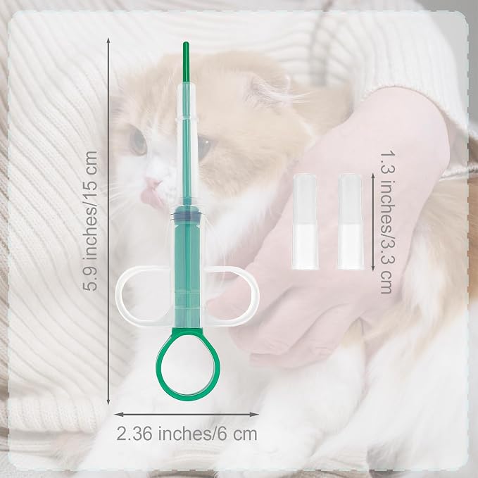 4PCS Pet Pill Feeders Tool Accessories for Cats and Dogs, Pill Plunger Popper for Small Animals, Soft Tip Medicine Dispenser with Syringe Pusher (Blue, Green)