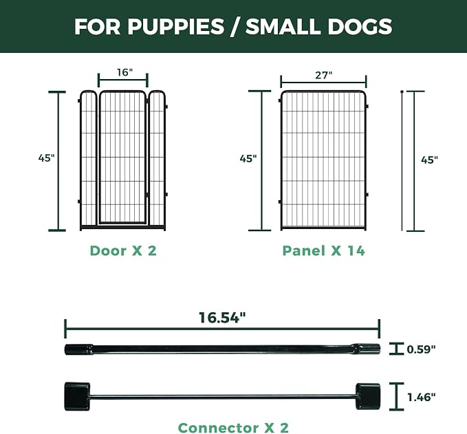 FXW Homeplus Indoor Dog Playpen with Divider Connectors, 45" H, 16 Panels | Calm Indoor Play Area, Two-Zone Layout, For Large Dogs, Patented