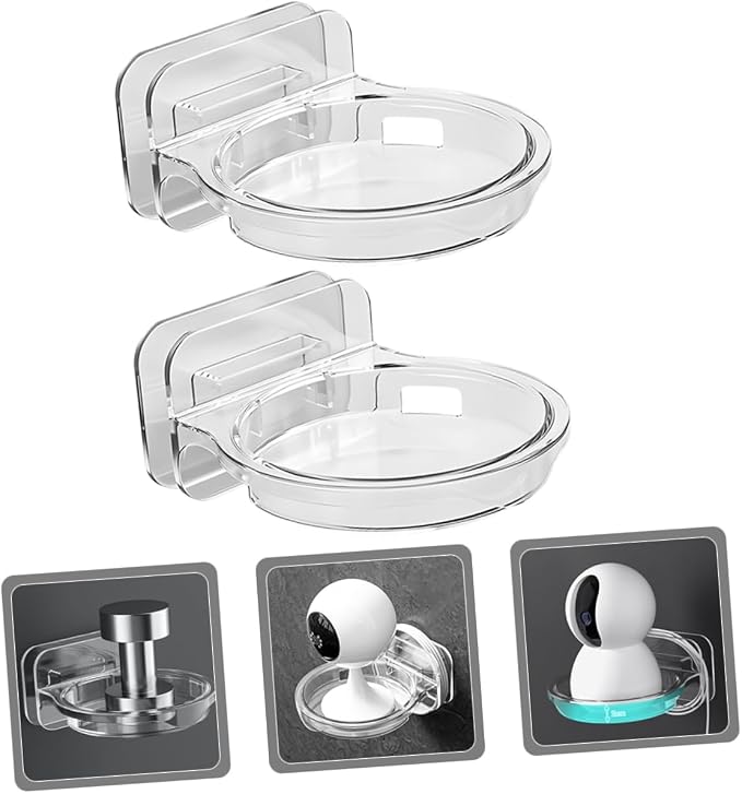 ABOOFAN 2pcs Transparent Wall-Mounted Camera Mount Bracket Easy to Install Mini Storage Shelf for Hiding Cables Bathrooms Kitchens and Bedrooms